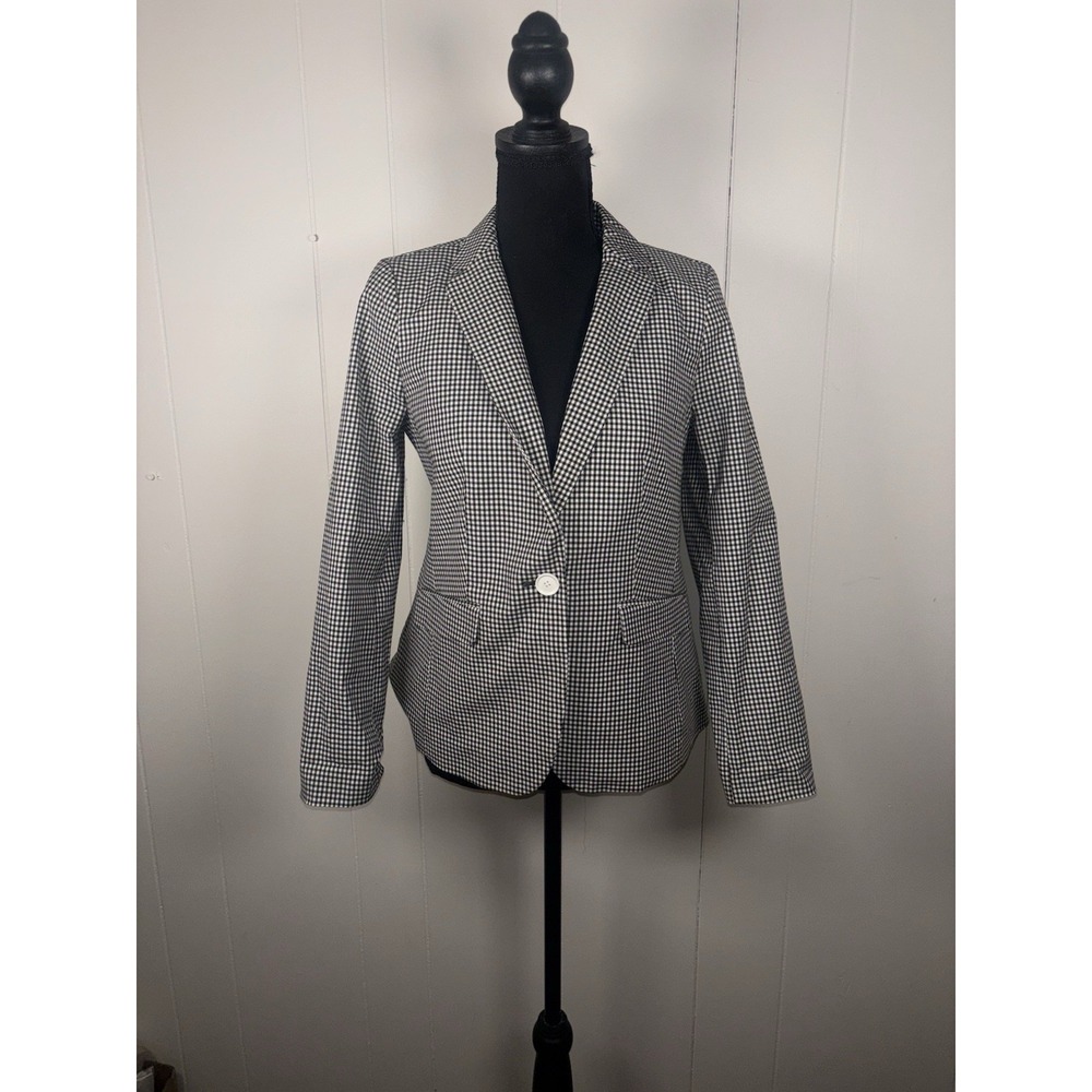Talbots Petites Blazer Jacket Petite Sz 4P Black & White Checked Lined nwt